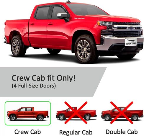 واقيات مطر متينة للغاية من زجاج فورون داخل القناة لسيارة Chevy Silverado/GMC Sierra 1500 2019-2024 Crew Cab، وانحراف النوافذ، وأقنعة التهوية، 4 قطع - 220089 in Saudi Arabia