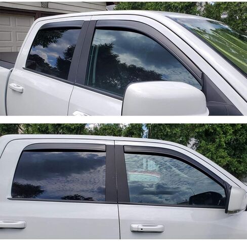 WV194109 In-Channel Window Deflector & Visor Rain Guard, Dark Smoke, 4-Pieces Set, Fit 2009-2018 Dodge Ram 1500 Crew Cab, 2010-2024 Ram 2500 & 3500 Crew & Mega Cab, 2019-2023 Ram 1500 Classic Crew Cab in Kuwait