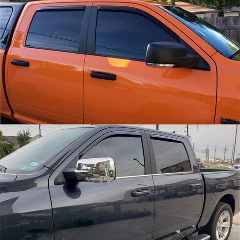 WV194109 In-Channel Window Deflector & Visor Rain Guard, Dark Smoke, 4-Pieces Set, Fit 2009-2018 Dodge Ram 1500 Crew Cab, 2010-2024 Ram 2500 & 3500 Crew & Mega Cab, 2019-2023 Ram 1500 Classic Crew Cab in Kuwait