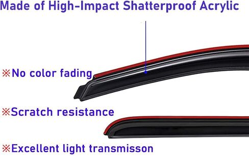 WV194109 In-Channel Window Deflector & Visor Rain Guard, Dark Smoke, 4-Pieces Set, Fit 2009-2018 Dodge Ram 1500 Crew Cab, 2010-2024 Ram 2500 & 3500 Crew & Mega Cab, 2019-2023 Ram 1500 Classic Crew Cab in Kuwait