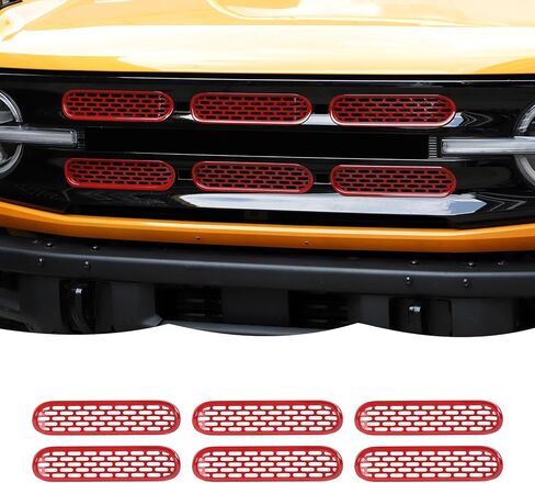 حشوات شبكية أمامية غطاء زخرفة إطار الشواية ملحقات خارجية متوافقة مع Ford Bronco 2 Door 4 Door 2021 2022 2023، أسود in Kuwait