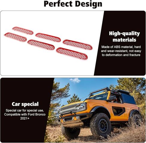 حشوات شبكية أمامية غطاء زخرفة إطار الشواية ملحقات خارجية متوافقة مع Ford Bronco 2 Door 4 Door 2021 2022 2023، أسود in Kuwait
