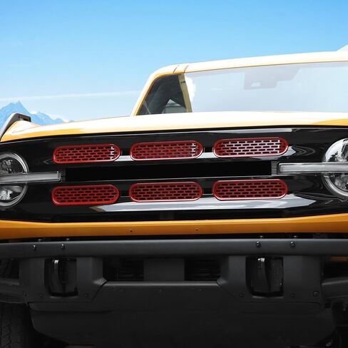 حشوات شبكية أمامية غطاء زخرفة إطار الشواية ملحقات خارجية متوافقة مع Ford Bronco 2 Door 4 Door 2021 2022 2023، أسود in Kuwait