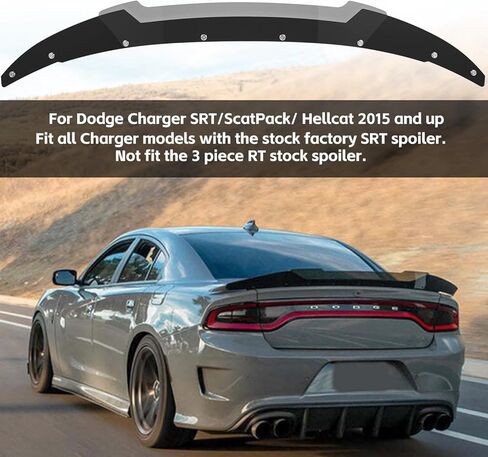 Venom V2 Style Rear Wickerbill Spoiler لـ Dodge Charger 2015-2023 SRT ScatPack Hellcat Daytona، قطعتان إضافيتان على طراز Wicker Bill Spoiler مع أداة RivNut، أسود لامع in Saudi Arabia