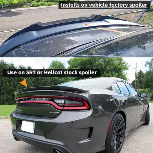 Venom V2 Style Rear Wickerbill Spoiler لـ Dodge Charger 2015-2023 SRT ScatPack Hellcat Daytona، قطعتان إضافيتان على طراز Wicker Bill Spoiler مع أداة RivNut، أسود لامع in Saudi Arabia