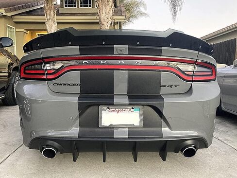 Venom V2 Style Rear Wickerbill Spoiler لـ Dodge Charger 2015-2023 SRT ScatPack Hellcat Daytona، قطعتان إضافيتان على طراز Wicker Bill Spoiler مع أداة RivNut، أسود لامع in Saudi Arabia