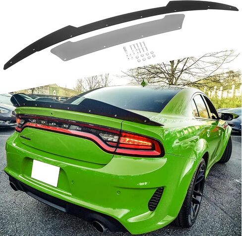 Venom V2 Style Rear Wickerbill Spoiler لـ Dodge Charger 2015-2023 SRT ScatPack Hellcat Daytona، قطعتان إضافيتان على طراز Wicker Bill Spoiler مع أداة RivNut، أسود لامع in Saudi Arabia