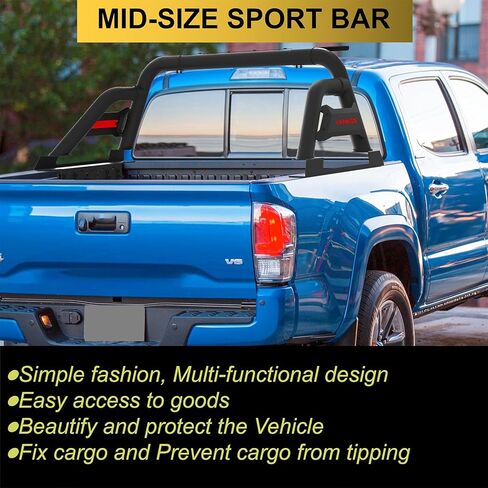 Roll Bar for Mid Size Pickup Truck,Adjustable Sport Chase Rack Roll Bar Compatible with Gladiator,Frontier,Canyon,Ranger,Colorado,Tacoma,Light Mount,Textured Black Powder in Saudi Arabia