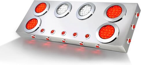 لوحة إضاءة مركزية خلفية من الفولاذ المقاوم للصدأ GG Grand General 91324 مع مصابيح LED حمراء/حمراء/بيضاء مقاس 4 بوصات و1 بوصة وأضواء جانبية in Kuwait