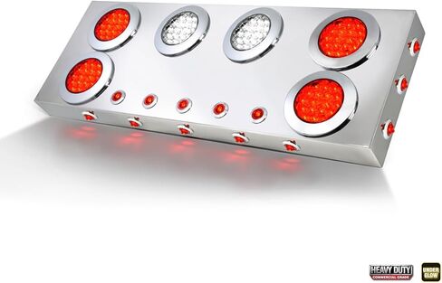 لوحة إضاءة مركزية خلفية من الفولاذ المقاوم للصدأ GG Grand General 91324 مع مصابيح LED حمراء/حمراء/بيضاء مقاس 4 بوصات و1 بوصة وأضواء جانبية in Kuwait