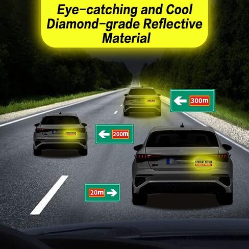 Sukh 4 Pcs Student Driver Magnet for Car - Be Patient Student Driver Magnet Boys and Girls New Student Driver Sticker Safety Warning Reflective Signs Reusable Movable in Saudi Arabia