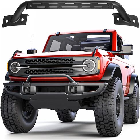 قضيب الثور مع دعامة إضاءة متوافق مع ملحق Ford Bronco 2021 2022 2023 2/4 باب، شريط المصد الأمامي على الطرق الوعرة واقي فرشاة الشبكة لملحقات Bronco (ليس لرياضة Bronco) in Kuwait