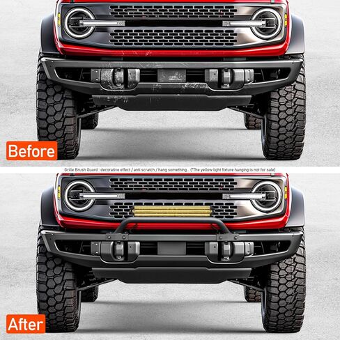 قضيب الثور مع دعامة إضاءة متوافق مع ملحق Ford Bronco 2021 2022 2023 2/4 باب، شريط المصد الأمامي على الطرق الوعرة واقي فرشاة الشبكة لملحقات Bronco (ليس لرياضة Bronco) in Kuwait