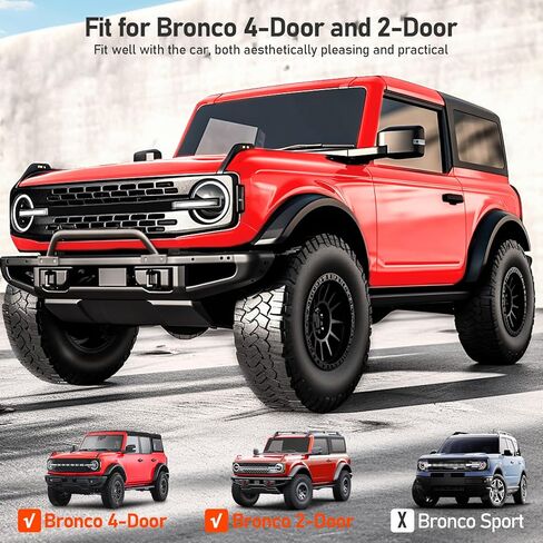 قضيب الثور مع دعامة إضاءة متوافق مع ملحق Ford Bronco 2021 2022 2023 2/4 باب، شريط المصد الأمامي على الطرق الوعرة واقي فرشاة الشبكة لملحقات Bronco (ليس لرياضة Bronco) in Kuwait