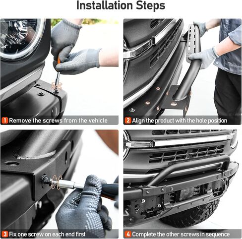 قضيب الثور مع دعامة إضاءة متوافق مع ملحق Ford Bronco 2021 2022 2023 2/4 باب، شريط المصد الأمامي على الطرق الوعرة واقي فرشاة الشبكة لملحقات Bronco (ليس لرياضة Bronco) in Kuwait