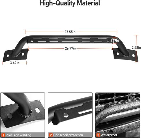قضيب الثور مع دعامة إضاءة متوافق مع ملحق Ford Bronco 2021 2022 2023 2/4 باب، شريط المصد الأمامي على الطرق الوعرة واقي فرشاة الشبكة لملحقات Bronco (ليس لرياضة Bronco) in Kuwait