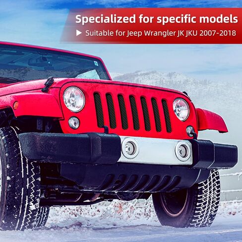 إدراج شبكة أمامية للسيارة من AggAuto لسيارة جيب رانجلر JK JKU 2007-2017، ملحقات غطاء شبكة شبكية سوداء لامعة in Kuwait