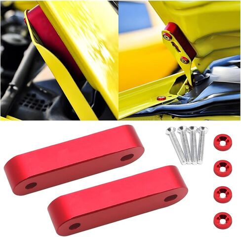 zipelo Car Hood Spacer Riser Kit, Aluminum Alloy Front Hood Vent Spacer Modification Kit, Car Hood Vent Spacer Riser Bolts Washers, Car Replacement Accessories Compatible with Most Cars (Black) in Kuwait