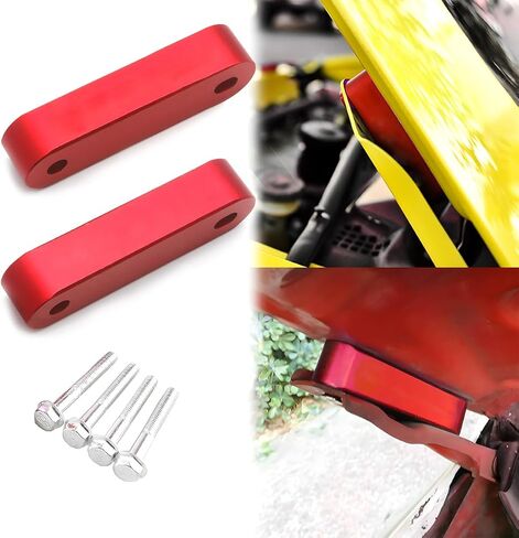 zipelo Car Hood Spacer Riser Kit, Aluminum Alloy Front Hood Vent Spacer Modification Kit, Car Hood Vent Spacer Riser Bolts Washers, Car Replacement Accessories Compatible with Most Cars (Black) in Kuwait