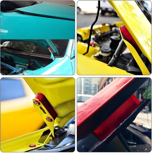 zipelo Car Hood Spacer Riser Kit, Aluminum Alloy Front Hood Vent Spacer Modification Kit, Car Hood Vent Spacer Riser Bolts Washers, Car Replacement Accessories Compatible with Most Cars (Black) in Kuwait