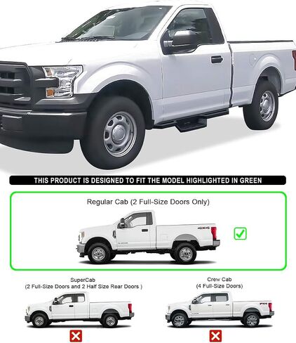 قضبان جانبية لخطوات الجيب من الفولاذ المقاوم للصدأ APS متوافقة مع Ford F150 2015-2024 الكابينة العادية وF-250 F-350 Super Duty 2017-2024 in Kuwait
