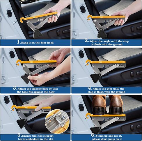 EKEPIN خطوة باب السيارة القابلة للطي للوصول إلى السقف، خطاف خطوة السيارة مناسب عالميًا مع 7 زوايا قابلة للتعديل، سهولة الوصول إلى السطح لمعظم السيارات وسيارات الدفع الرباعي والشاحنات، أسود in Kuwait