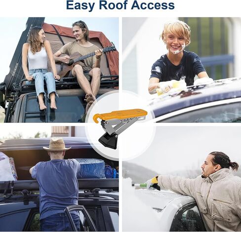 EKEPIN خطوة باب السيارة القابلة للطي للوصول إلى السقف، خطاف خطوة السيارة مناسب عالميًا مع 7 زوايا قابلة للتعديل، سهولة الوصول إلى السطح لمعظم السيارات وسيارات الدفع الرباعي والشاحنات، أسود in Kuwait
