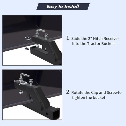 Garvee Clamp On Trailer Hitch, 2" Ball Mount Adapter, Hitch Receiver Compatible with Deere Bobcat Tractor Bucket, 1PC Bucket Hitch, New Upgrade, Black in Saudi Arabia