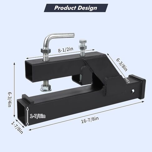 Garvee Clamp On Trailer Hitch, 2" Ball Mount Adapter, Hitch Receiver Compatible with Deere Bobcat Tractor Bucket, 1PC Bucket Hitch, New Upgrade, Black in Saudi Arabia