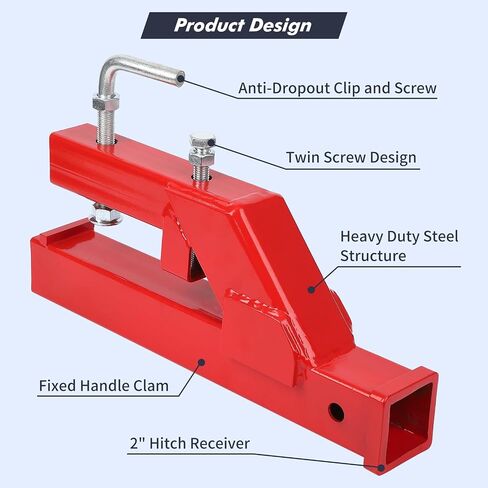 Garvee Clamp On Trailer Hitch, 2" Ball Mount Adapter, Hitch Receiver Compatible with Deere Bobcat Tractor Bucket, 1PC Bucket Hitch, New Upgrade, Black in Saudi Arabia