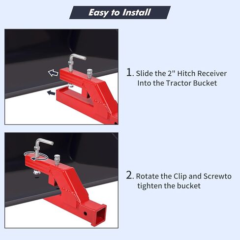 Garvee Clamp On Trailer Hitch, 2" Ball Mount Adapter, Hitch Receiver Compatible with Deere Bobcat Tractor Bucket, 1PC Bucket Hitch, New Upgrade, Black in Saudi Arabia