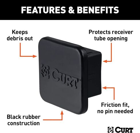 CURT 22272 Rubber Trailer Hitch Cover, Fits 2-Inch Receiver in Saudi Arabia