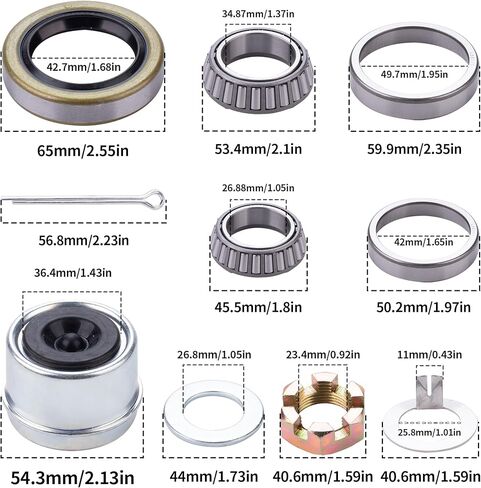 مجموعة TNNR 2 تناسب مجموعة محامل محور العجلة 1-3/8 بوصة إلى 1-1/16 بوصة، L44649/L44610 وL68149/L68111، وأختام الشحوم 171255 تيرابايت، وأغطية الغبار 1.98 بوصة، وصواميل المغزل، دبابيس كوتر in Kuwait