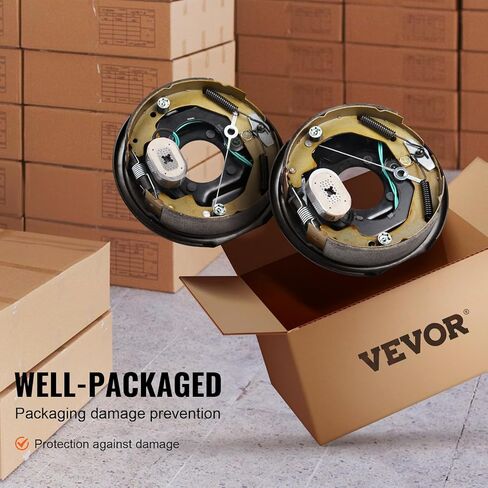 مجموعة فرامل المقطورة الكهربائية VEVOR، 10 بوصة × 2-1/4 بوصة، زوج واحد من طقم فرامل كهربائية ذاتية الضبط لمحور 3500 رطل، تركيب 4 فتحات، لوحات دعم لاستبدال جزء نظام الفرامل (1 يمين + 1 يسار) in Kuwait