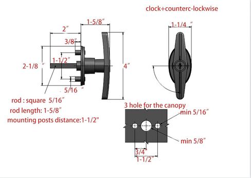 T-Handle for Truck Camper Shell Truck Cap Locking T-Handle with Dust Cover for Truck Canopy- 1 Pack Clockwise with 2 Keys（Key Alike） in Kuwait