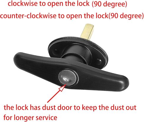 T-Handle for Truck Camper Shell Truck Cap Locking T-Handle with Dust Cover for Truck Canopy- 1 Pack Clockwise with 2 Keys（Key Alike） in Kuwait