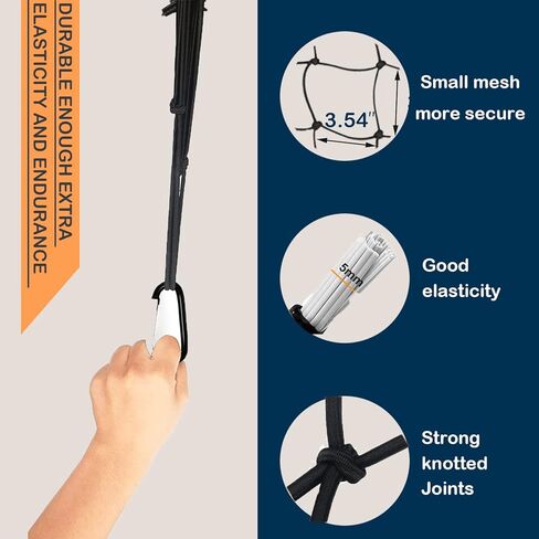 شبكة شحن لسيارات الدفع الرباعي - 3 × 4 أقدام، شديدة التحمل، شبكة بنجي مربعة الشكل مع 12 حلقة معدنية + 12 خطافًا من ABS in Kuwait