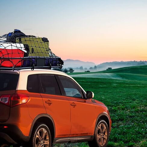 شبكة شحن لسيارات الدفع الرباعي - 3 × 4 أقدام، شديدة التحمل، شبكة بنجي مربعة الشكل مع 12 حلقة معدنية + 12 خطافًا من ABS in Kuwait