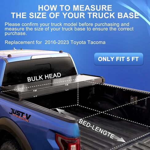 غطاء تونيو لسرير الشاحنة الصلب ثلاثي الطي بديل لسيارة Ford Ranger Raptor 2019 2020 2021 2022 2023 سرير 5 أقدام (61 بوصة)، FRP أسود مزخرف، Styleside، مناسب لجميع الأحوال الجوية in Kuwait