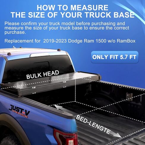 غطاء تونيو لسرير الشاحنة الصلب ثلاثي الطي بديل لسيارة Ford Ranger Raptor 2019 2020 2021 2022 2023 سرير 5 أقدام (61 بوصة)، FRP أسود مزخرف، Styleside، مناسب لجميع الأحوال الجوية in Kuwait