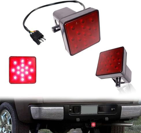 Adiil 2''Size 15-LED Brake Light Trailer Hitch Cover Fit Towing & Hauling，Red Lens Tow Hitch Driving & Brake Lamp in Kuwait
