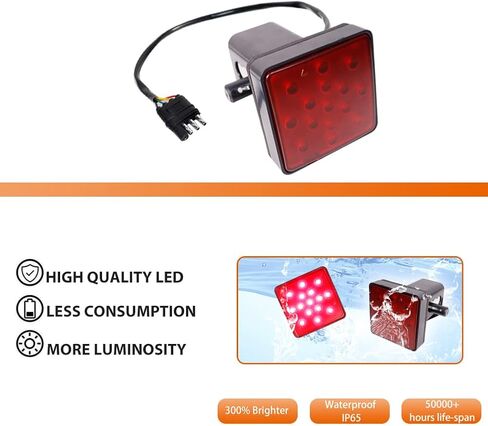 Adiil 2''Size 15-LED Brake Light Trailer Hitch Cover Fit Towing & Hauling，Red Lens Tow Hitch Driving & Brake Lamp in Kuwait