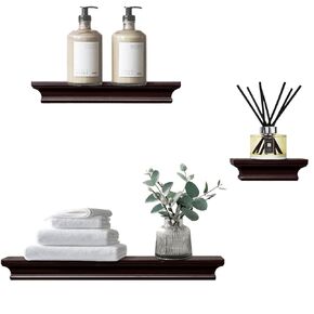 AHDECOR White Floating Shelves Wall Mounted Display Storage Shelves, Wall Shelf for Home and Office Decor, 4" Deep, Set of 2
