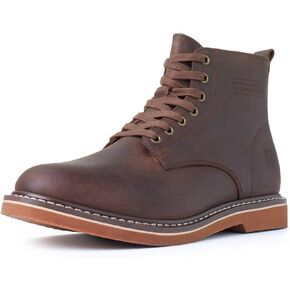 SUREWAY Men’s 6" Stylish and Comfort Leather Ankle Lace-up Boots,Men Dress Chukka Boots,6-Inch Service Boot Pro,Casual Soft toe Brown Work Boots