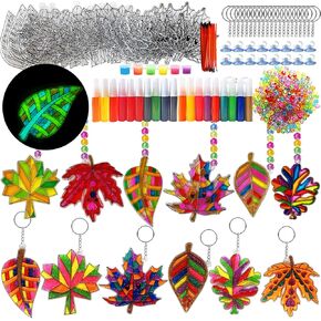 Ayhuhra 28 Sets Valentines Day Crafts Kits Monster Suncatchers for Windows Hanging Ornaments Decorations DIY Monster Sun Catchers Making Kits for Kids Classroom Party Activities