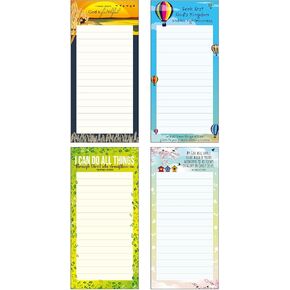 Christian fridge notepads, pack of 4, designed in England, with Bible verses. Religious magnetic note pad for fridge, by Just Cards Direct (FN1)