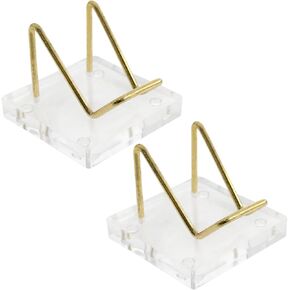 1.97 * 1.97 * 1.54 Inches Crystal Ball Base Stand Display Holder Small Size Metal Arm Display Stand Gold Business Card Holder for Display of Crystal Collection 2PCS