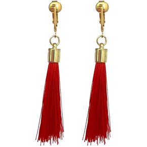 Aloha Earrings Non Pierced Gold Tone Clip On Tassel Dangling Earrings