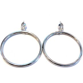 Large Clip-on Hoop Earrings 3 inch Hoop Earrings Gold or Silver Plated Dangle Hoops