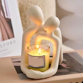 Abstract Couple Statue,Hugging Lovers Sculptures Resin Love Figurines Modern Home Office Decor Accents for Nightstand & Dresser, Shelf Decorations Aesthetic, Ideal Gift (White, One Size)